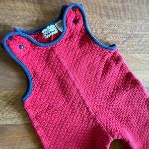 Vintage LL Bean Quilted Overall Romper Red Blue 6-12 Months